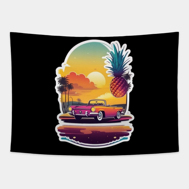 "Driving into Twilight: A Symphony of Colors on the Highway" Tapestry by abdellahyousra