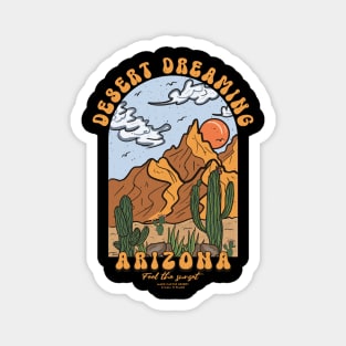 Vintage Feel Sunset Mountain Cactus Desert Dreaming Arizona Magnet