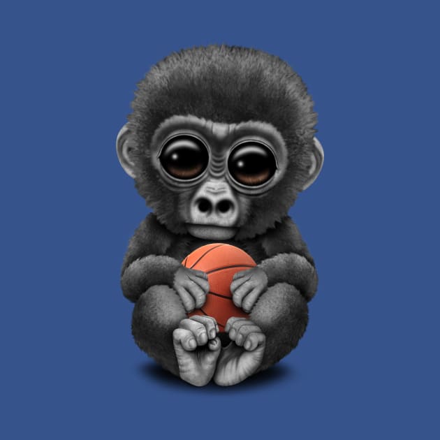 Cute Baby Gorilla Playing With Basketball by jeffbartels