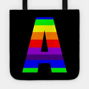 The Letter A in Rainbow Stripes Tote