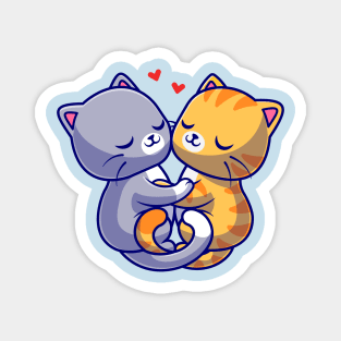 Cute Couple Cat Hug Love Cartoon Magnet