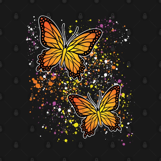 Beautiful Butterflies with Colorful Splatters by Designs by Darrin