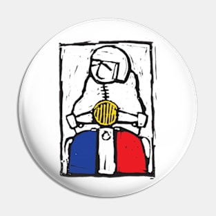 Classic Retro, Vintage,  Scooter, Scooterist, Scootering, Scooter Rider, Mod Art Pin