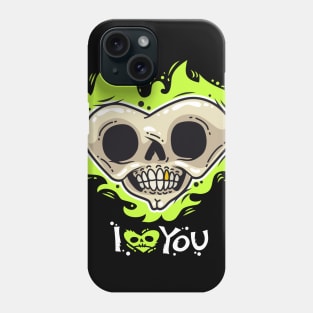 Skull Heart in Flames I Love You Valentines Day Gift Phone Case