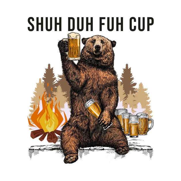 Drinking Bear  beer drinking tee by Deckacards