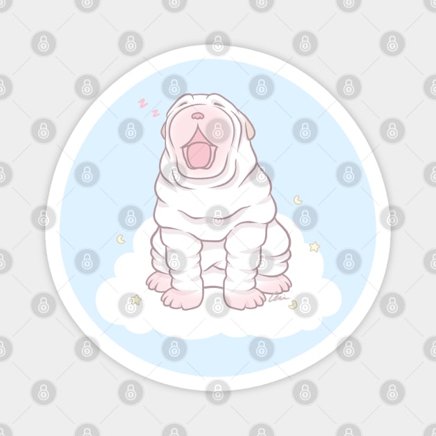 White Shar Pei Puppy - Cute Shar Pei Yawning II Magnet by anacecilia