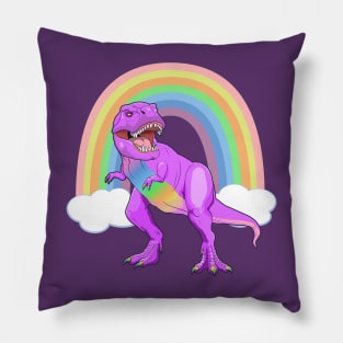 Pride T Rex Dinosaur LGBTQ Ally Rainbow Pillow