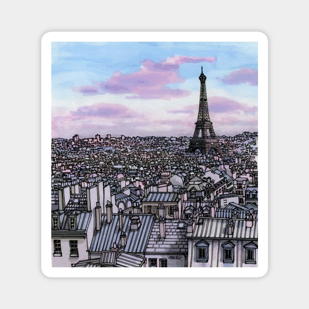 Paris in Purple Magnet by maxwellillustration