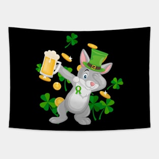 Bunny Dabbing St. Patrick's Day Tapestry