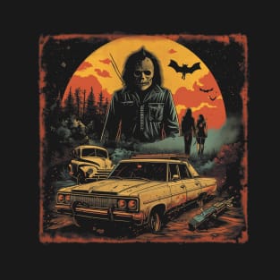 Vintage Halloween Scream Slasher Killer Drawing Painting Haunted House Retro Super Cool Best Gift T-Shirt