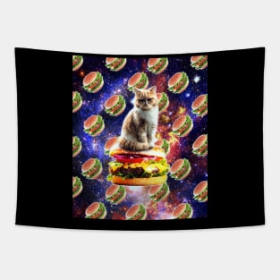 Hamburger Astro Cat On Burger Tapestry