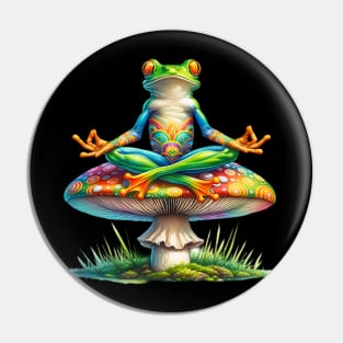 Hippie Frog | Mushroom Yoga Master | T Shirt Design Pin