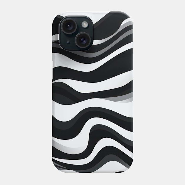 Monochrome Waves: Modern Abstract Ebb and Flow Phone Case by star trek fanart and more