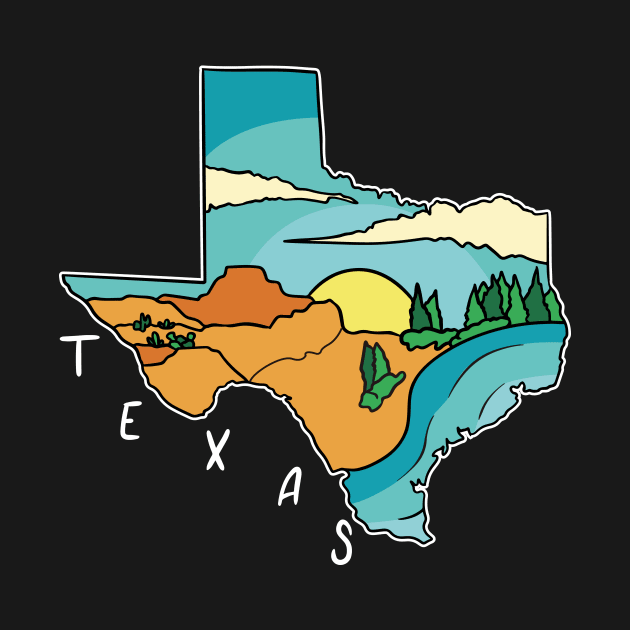 Texas Map Landscape by SunburstGeo