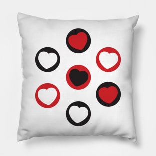 All Heart - Black, white, red heart seamless pattern Pillow