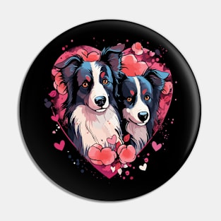 Border Collie Couple Valentine Pin