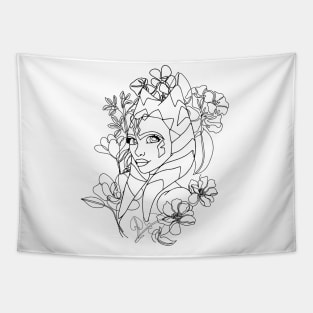 Ahsoka One Line Art Flowers Tapestry