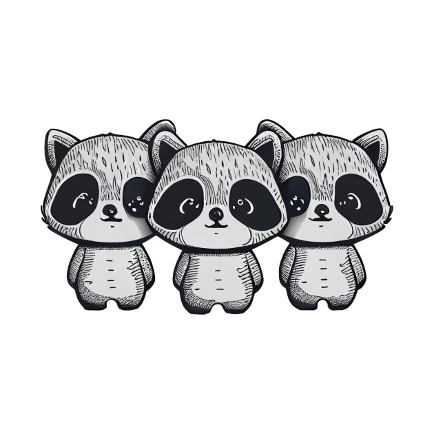 Cartoon style raccoons pack by stkUA