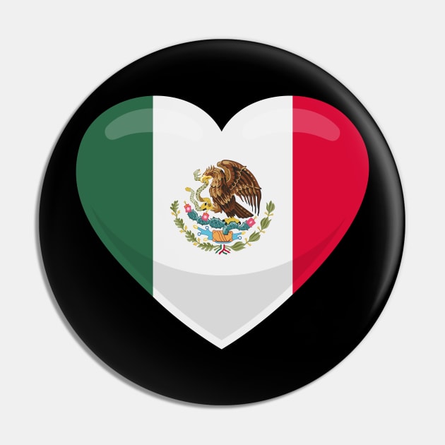 Mexico Flag Heart Pin by SunburstGeo