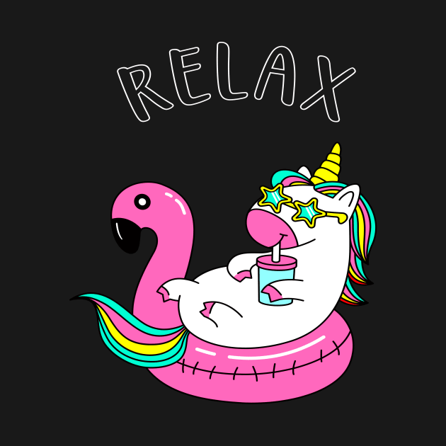 Relaxing Unicorn funny Chilling in Pool by Foxxy Merch