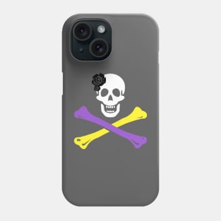 Non-Binary Pride Skull and Crossbones Phone Case