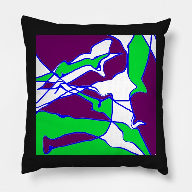 Purple, green and white Pillow by TiiaVissak