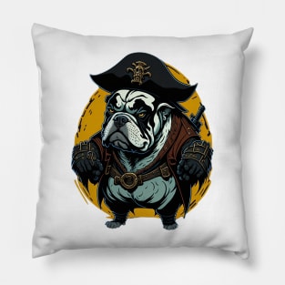 Cartoonish Bulldog Pirate Pillow