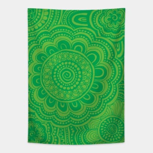 Lime Green Anemone Flowers Tapestry