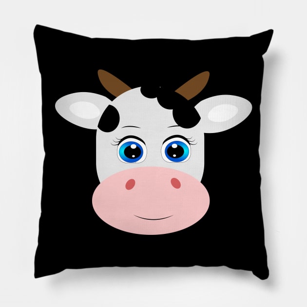 Cute Funny Cow Animal Face Pillow by CreationsForYou