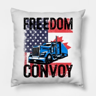 American Flag Canada Flag Freedom Convoy 2022 Trucker Driver Pillow