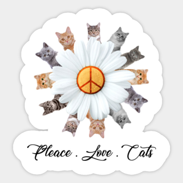 Peace Love Cats Love Symbol With Flower Power Costume Gift Cats