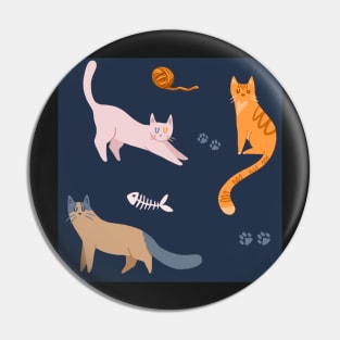 Cats Pattern on Navy Pin