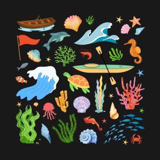 sea shell fish ocean creature pattern T-Shirt