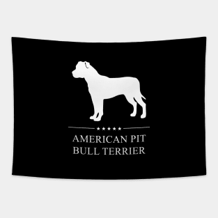 American Pit Bull Terrier Dog White Silhouette Tapestry