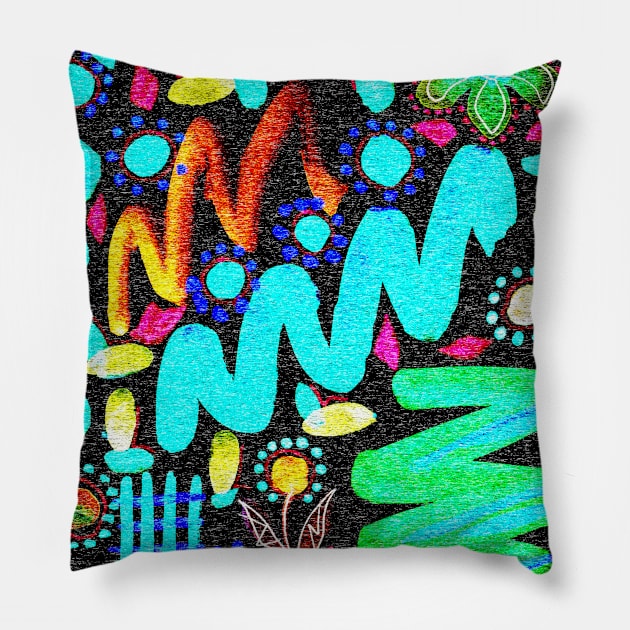 doodles  watercolor abstraction Pillow by vlada antsi