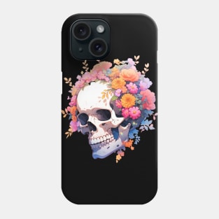 Bones And Botany Skull And Flowers Phone Case