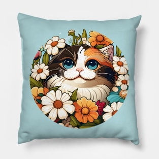 Purrfect Cat Flower - Love Pastel Cat Pillow