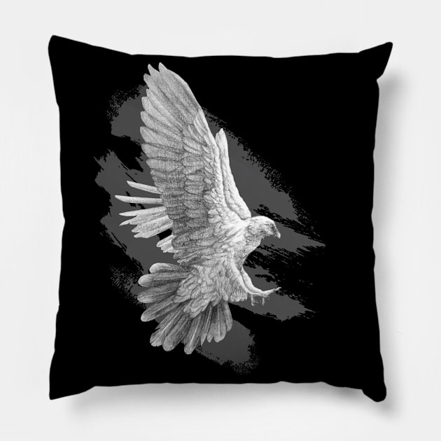 The Graphite Eagle (Black version) Pillow by LilianaTikage