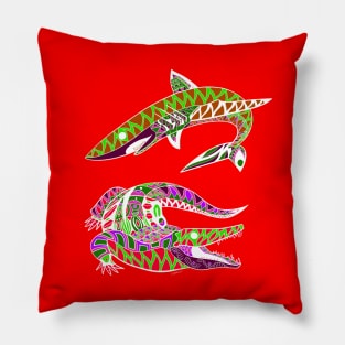 shark and alligator ecopop Pillow