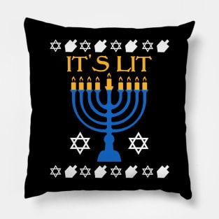 It's Lit Hanukkah Jewish Holiday Chanukah Pillow