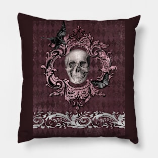 Gothic Skull - Elegance in Burgundy Pillow