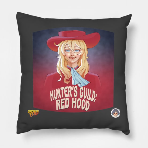 The Hunters Guild: Red Hood Shonen Flop Design Pillow by Shonen Flop