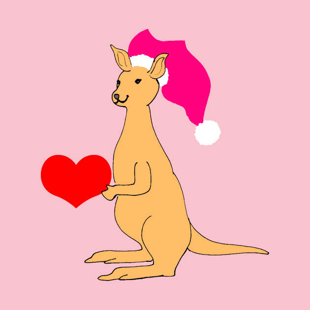 Cute Valentines Kangaroo with red heart Australian animal lover by Artstastic