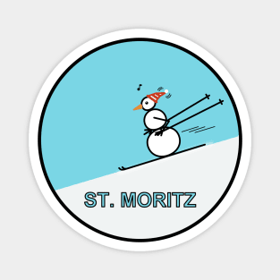 Frosty the Snowman skiing in St. Moritz Magnet