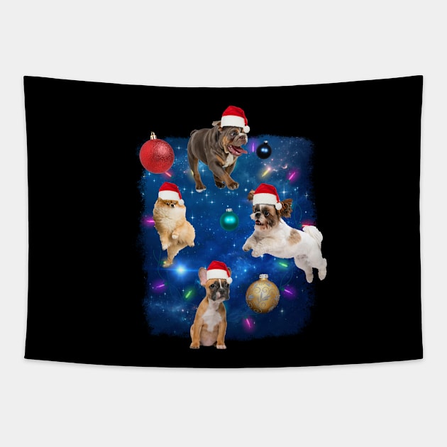 Christmas Dogs In Space Tapestry by Emart