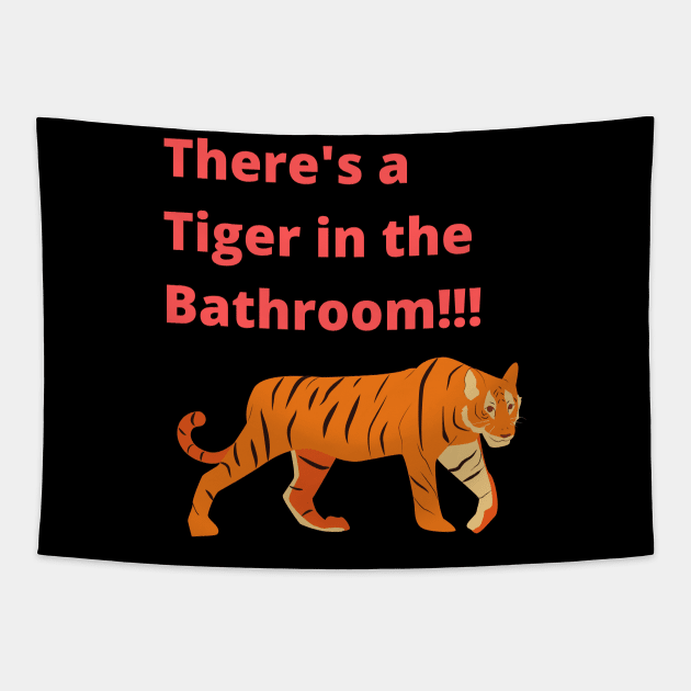 There's a tiger in the Bathroom Tapestry by Courtney's Creations