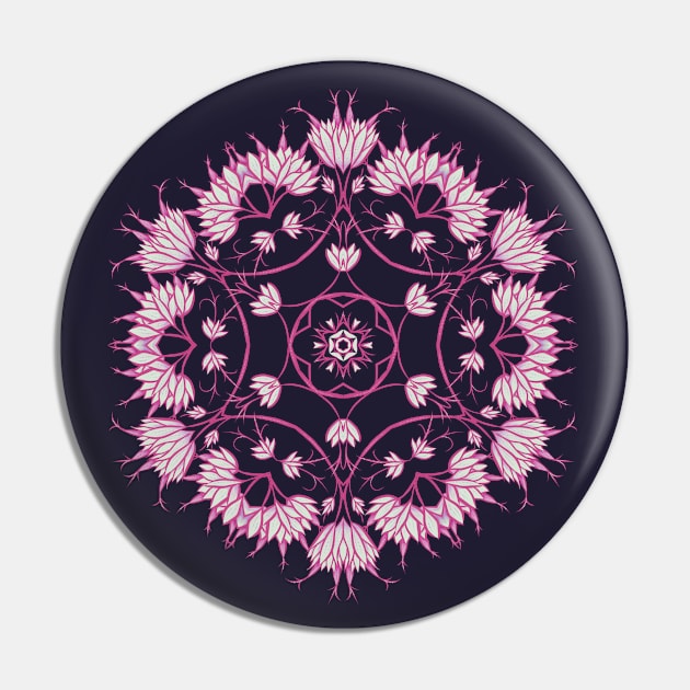 Elegant Floral Mandala Pink Flowers Pin by Boriana Giormova