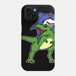 Funny Shark Riding T-Rex Dinosaur Graphic Novelty T-Shirt Phone Case