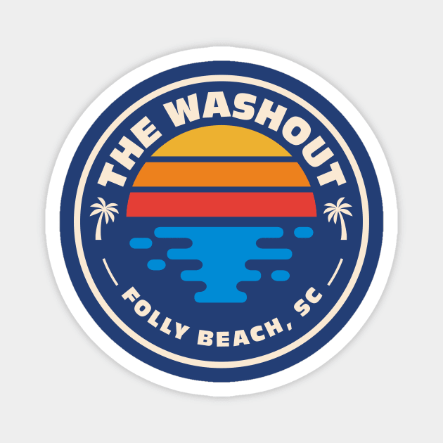 Retro The Washout at Folly Beach South Carolina Vintage Beach Surf Emblem Magnet by Now Boarding