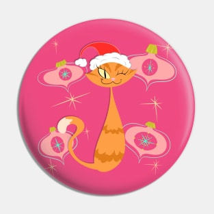 Orange Cat with Pink Ornaments Pin